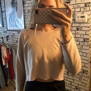 Tan Cropped Cut Crewneck